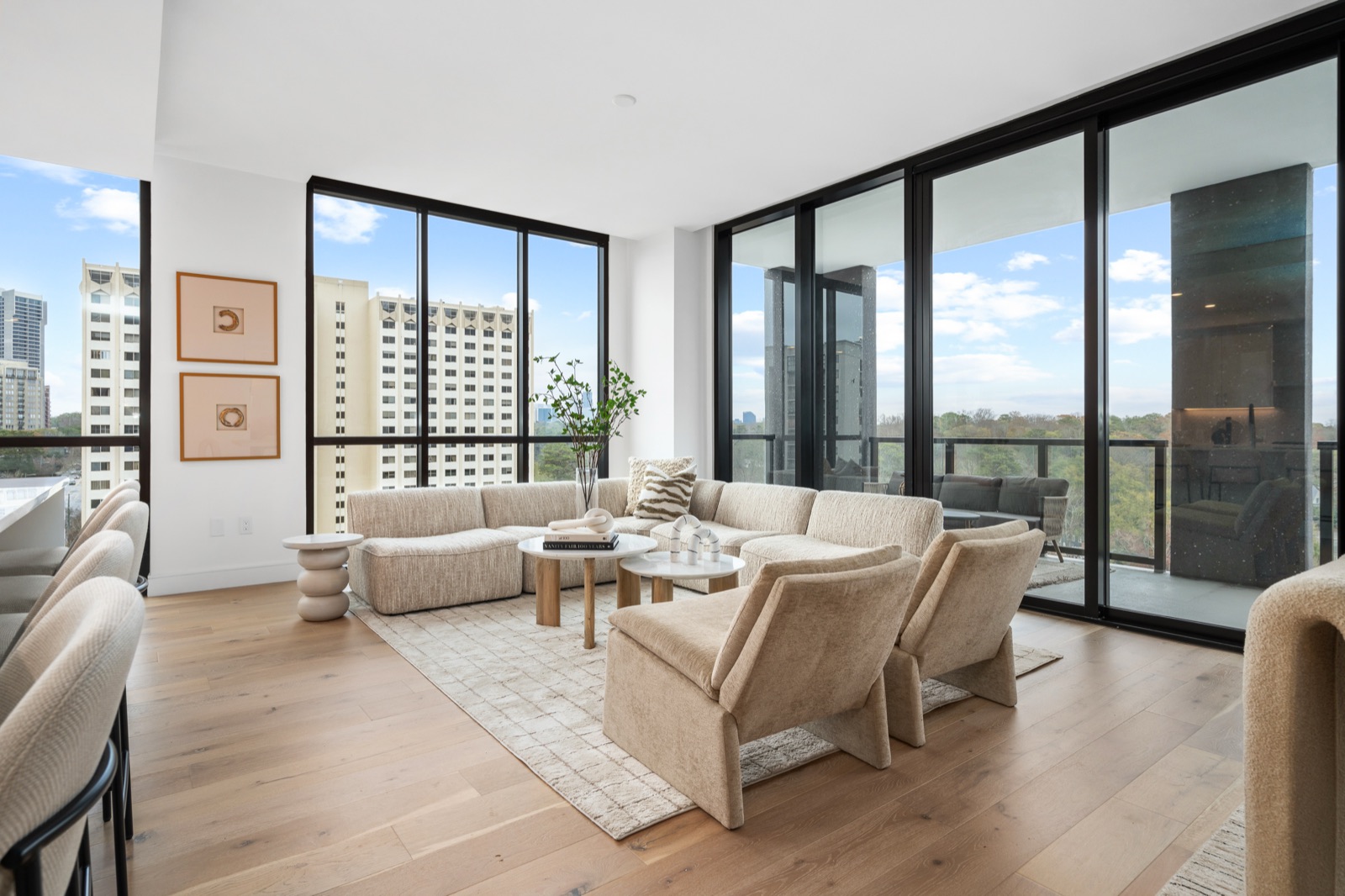 Covered outdoor living and entertaining space, staged for a luxury home